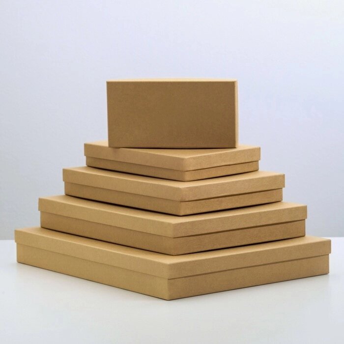 Набор коробок 5в1 "Крафт однотонный", 40 х 30 х 5 - 20 х 10 х 3 см от компании Интернет - магазин Flap - фото 1