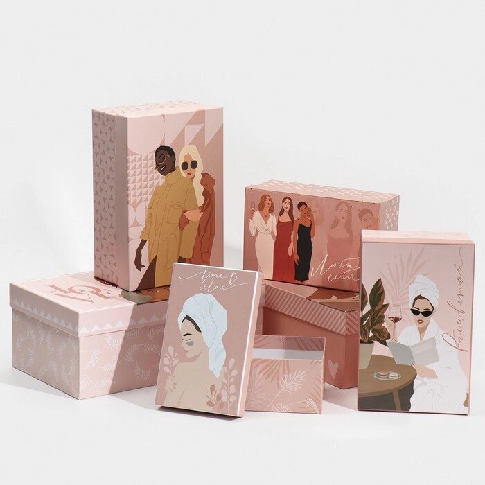 Набор коробок 6 в 1, упаковка подарочная, «Love», 32.5 х 20 х 12.5 см‒20 х 12.5 х 7.5 см от компании Интернет - магазин Flap - фото 1