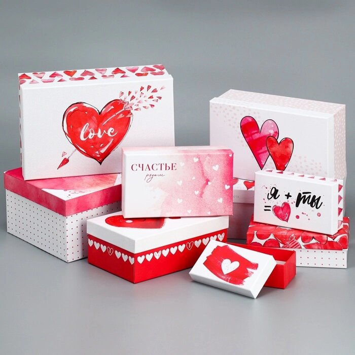 Набор коробок 9 в 1, упаковка подарочная, «Ты в моём сердце», 12 х 7 х 4 - 28 х 18.5 х 11.5 см от компании Интернет - магазин Flap - фото 1