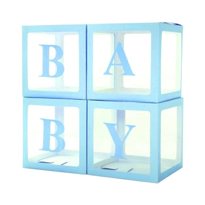 Набор коробок для воздушных шаров Baby, голубой, 30х30х30 см, 4 шт. от компании Интернет - магазин Flap - фото 1