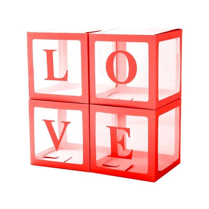 Набор коробок для воздушных шаров Love, красный, 30х30х30 см, 4 шт. от компании Интернет - магазин Flap - фото 1
