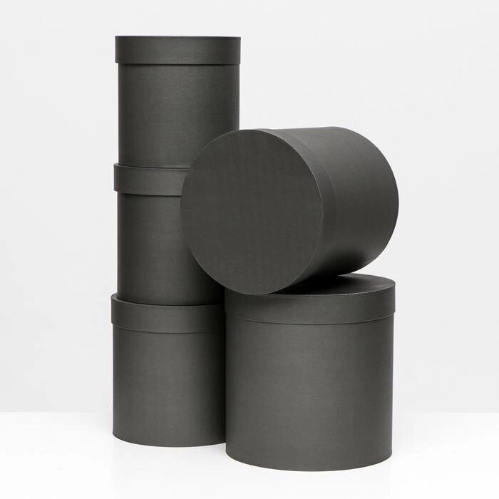 Набор круглых коробок 5 в 1 "Краски", черный, 25 х 25 х 25 - 19 х 19 х 19 см от компании Интернет - магазин Flap - фото 1