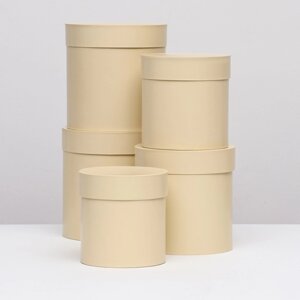 Набор круглых коробок 5в1 "Ваниль перламутровая", 20 20 ‒15 15 см