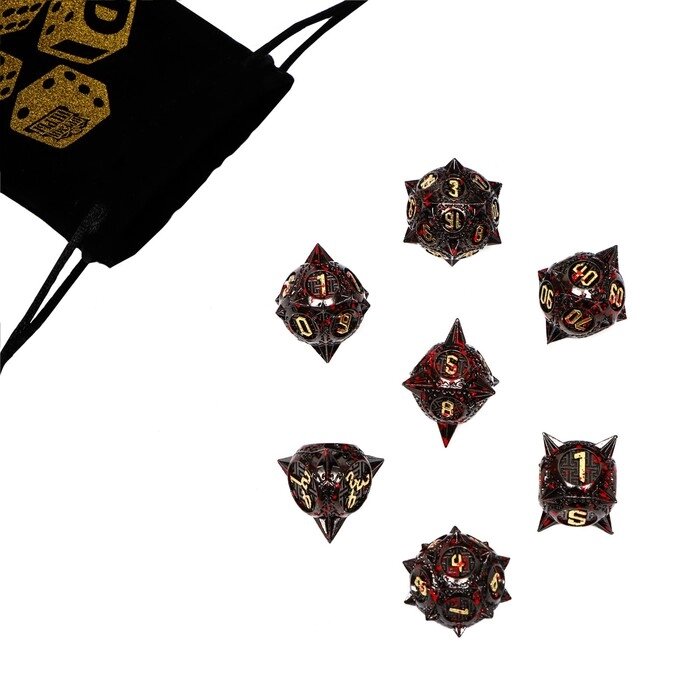 Набор кубиков для D&D (Dungeons and Dragons, ДнД) "Время игры", серия: D&D, 7 шт, черные от компании Интернет - магазин Flap - фото 1