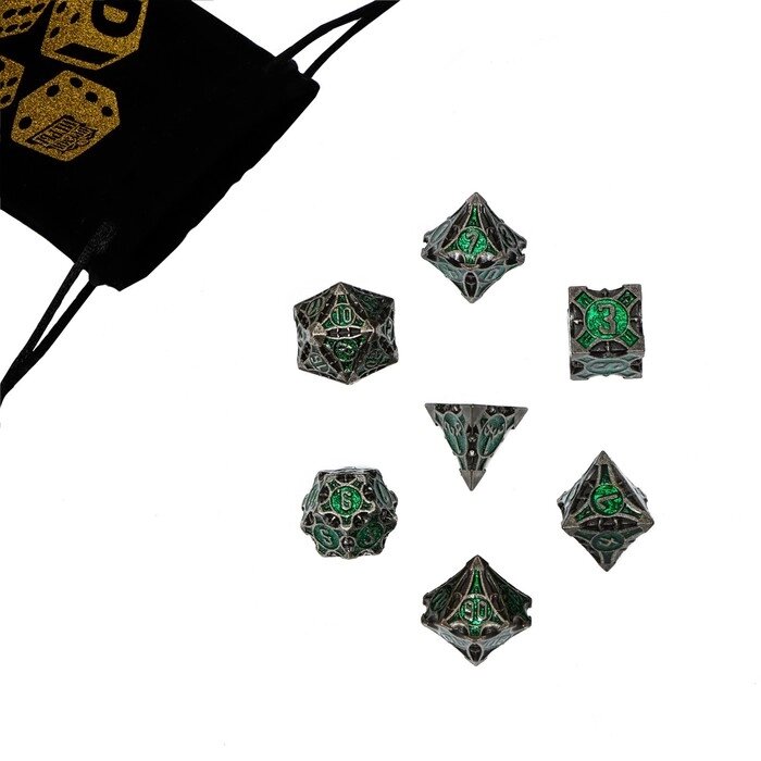 Набор кубиков для D&D (Dungeons and Dragons, ДнД) "Время игры", серия: D&D, 7 шт, зеленые от компании Интернет - магазин Flap - фото 1
