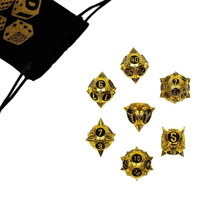 Набор кубиков для D&D (Dungeons and Dragons, ДнД) "Время игры", серия: D&D, 7 шт, золото от компании Интернет - магазин Flap - фото 1