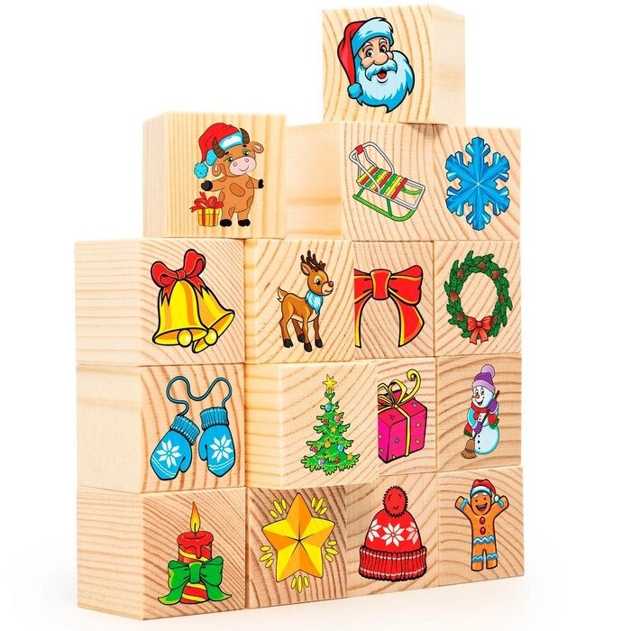 Набор кубиков «Новогодние» 16 шт. от компании Интернет - магазин Flap - фото 1