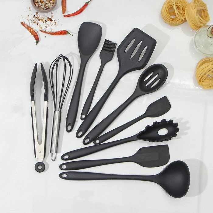Набор кухонных принадлежностей Black, 10 предметов, цвет чёрный от компании Интернет - магазин Flap - фото 1