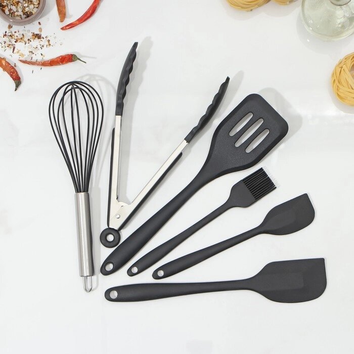 Набор кухонных принадлежностей Black, 6 предметов, цвет чёрный от компании Интернет - магазин Flap - фото 1