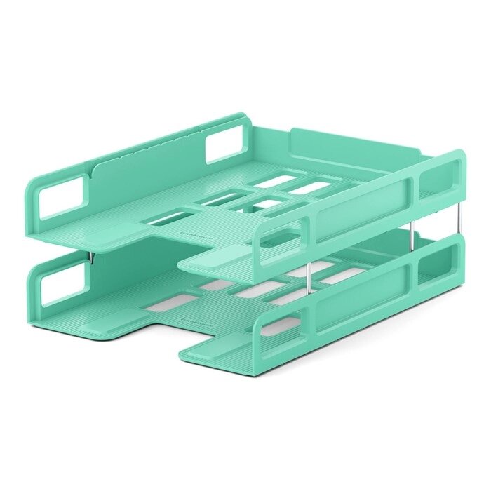 Набор лотков горизонтальных - трансформеров для бумаг ErichKrause Techno, Pastel Bloom, 2 штуки, зеленый от компании Интернет - магазин Flap - фото 1