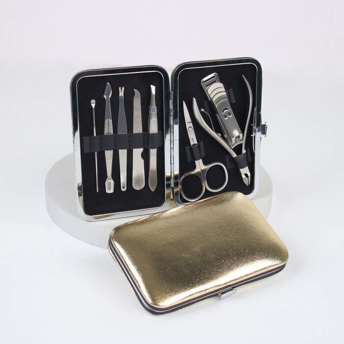 Набор маникюрный «Metallic», 8 предметов, в футляре, цвет бронзовый от компании Интернет - магазин Flap - фото 1
