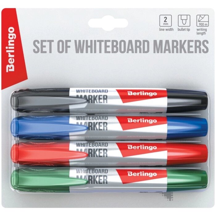 Набор маркеров для доски 4 цвета, Berlingo 2.0 мм от компании Интернет - магазин Flap - фото 1