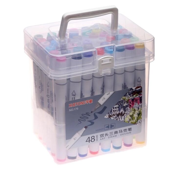 Набор маркеров для скетчинга двусторонние 48 штук/48 цветов от компании Интернет - магазин Flap - фото 1