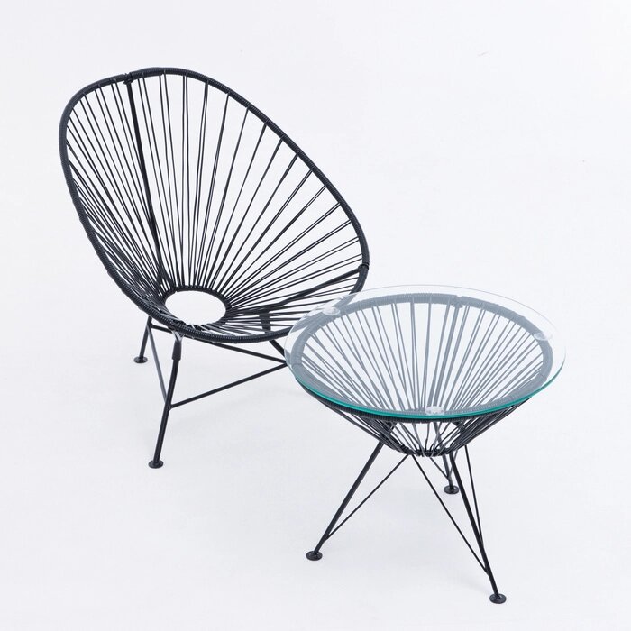 Набор мебели "Ракушка": кресло и стол, черный от компании Интернет - магазин Flap - фото 1