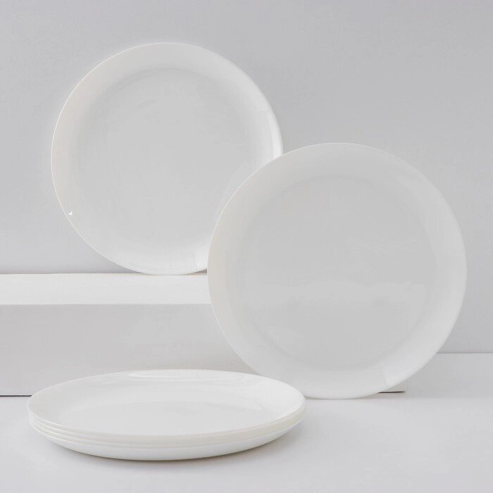 Набор обеденных тарелок Luminarc Diwali, d=27 см, стеклокерамика, 6 шт, цвет белый от компании Интернет - магазин Flap - фото 1