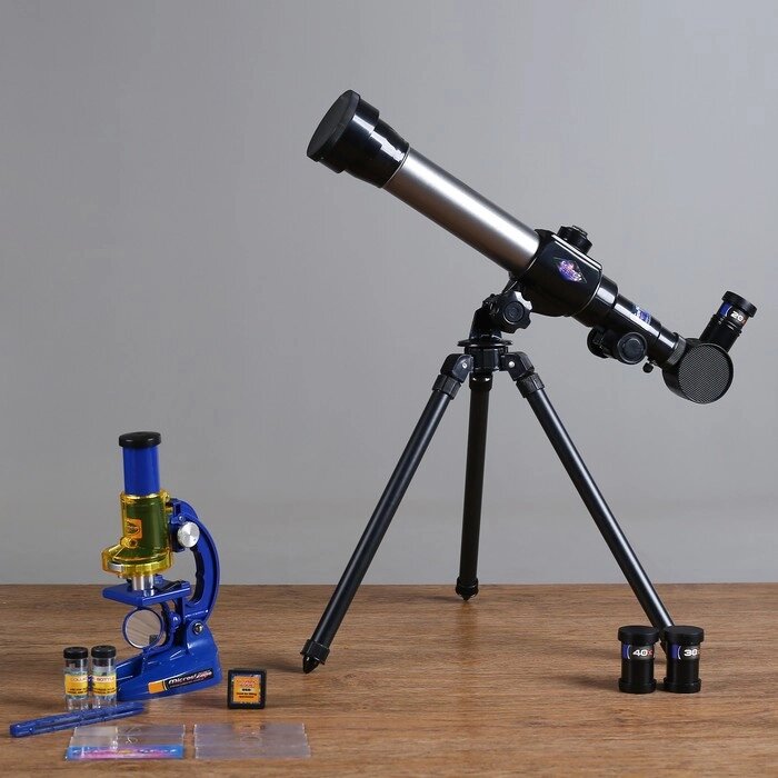 Набор обучающий "Юный натуралист Ultra": телескоп настольный 20х/ 30х/ 40х, съемные линзы, микроскоп от компании Интернет - магазин Flap - фото 1