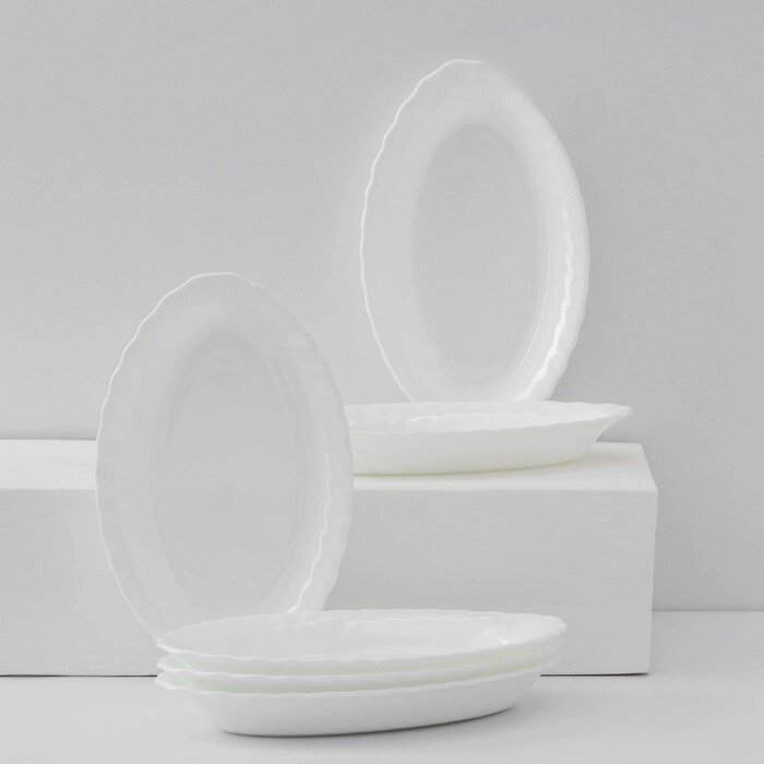 Набор овальных тарелок Luminarc Trianon, d=22 см, стеклокерамика, 6 шт, цвет белый от компании Интернет - магазин Flap - фото 1
