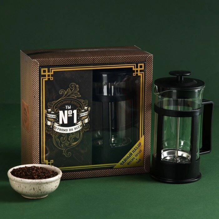 Набор «Первому во всём»: чай чёрный с бергамотом 100 г., френч-пресс от компании Интернет - магазин Flap - фото 1