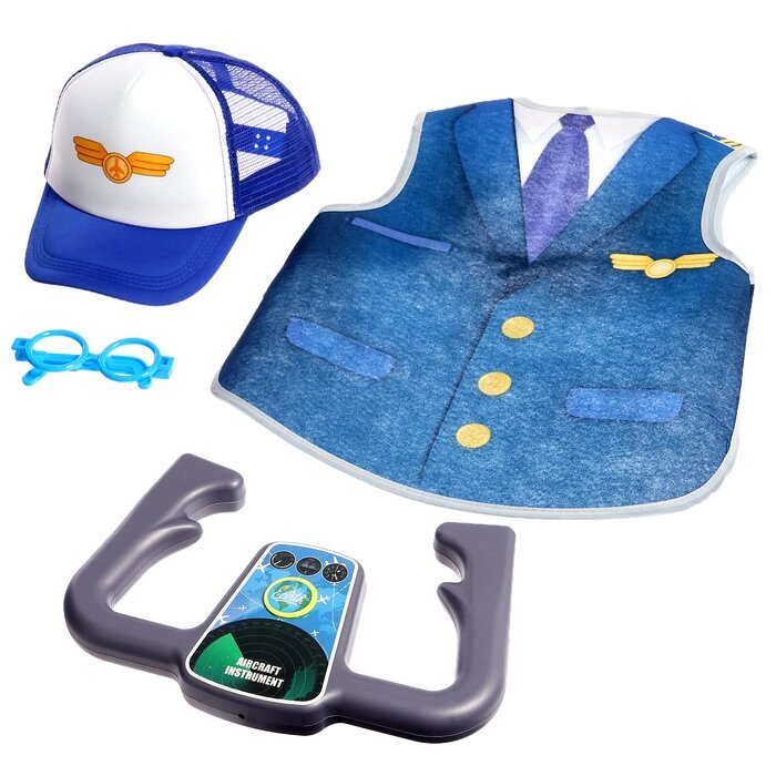 Набор пилота «Лётчик», с текстильным жилетом, 4 предмета от компании Интернет - магазин Flap - фото 1