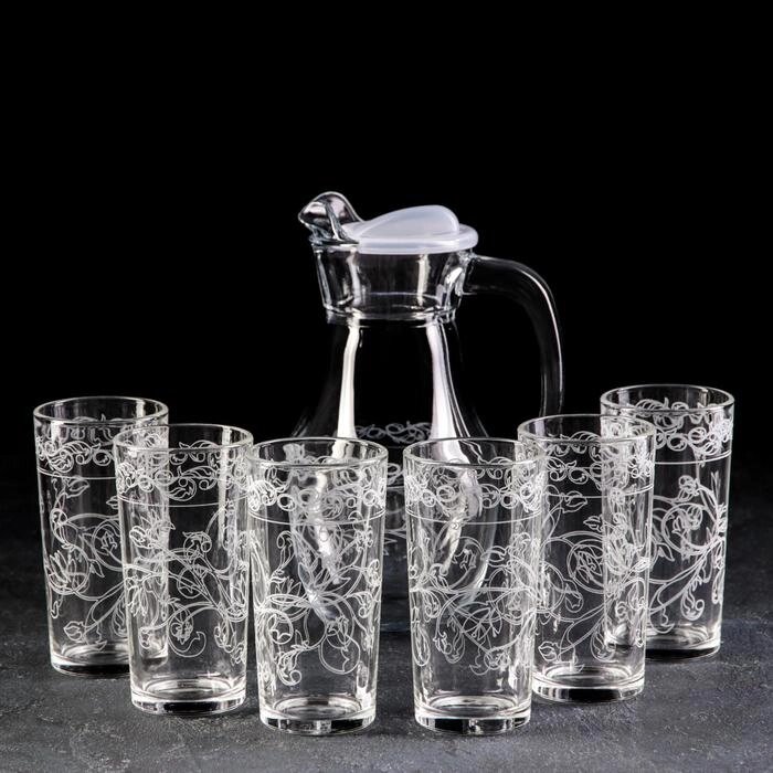Набор питьевой с гравировкой «Флора», 7 предметов: графин 1 л, стаканы 230 мл, 6 шт от компании Интернет - магазин Flap - фото 1