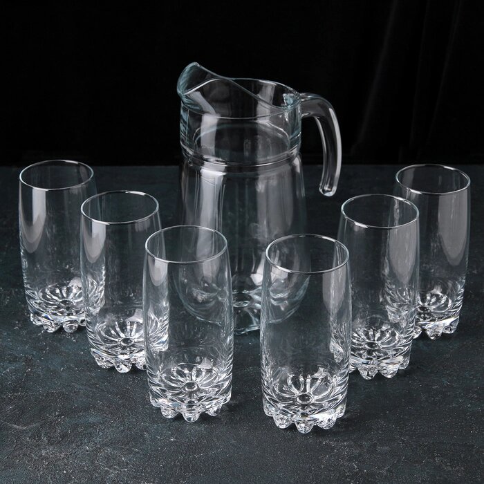 Набор питьевой стеклянный Sylvana, графин 1,35 л, стаканы 385 мл, 6 шт от компании Интернет - магазин Flap - фото 1