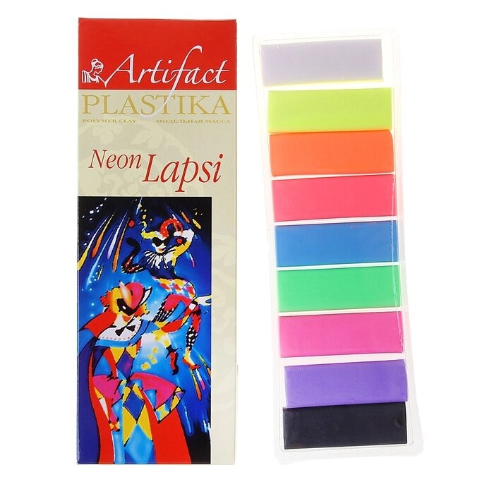 Набор пластика - полимерная глина, LAPSI NEON, 9 цветов по 20 г от компании Интернет - магазин Flap - фото 1