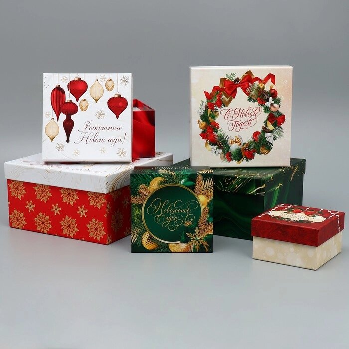 Набор подарочных коробк 6 в 1 «Новогодний подарок», 10  10  6 – 20  20  11 см от компании Интернет - магазин Flap - фото 1