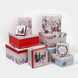 Набор подарочных коробок 10 в 1 «С Новым годом», 10 х 10 х 6 ‒ 28 х 28 х 15 см, Новый год