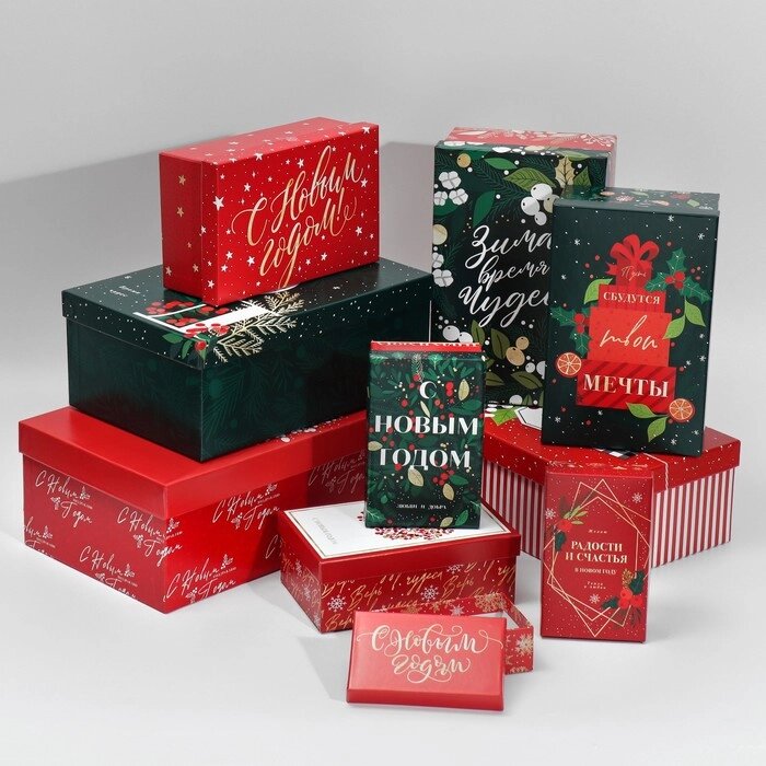 Набор подарочных коробок 10 в 1 «С Новым годом», 12  7  4 - 32.5  20  12.5 см от компании Интернет - магазин Flap - фото 1