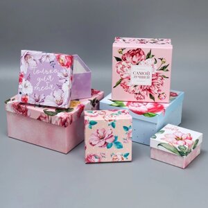 Набор подарочных коробок 6 в 1 «Цветы», 10.2 х 10.2 х 6 - 20 х 20 х 11 см