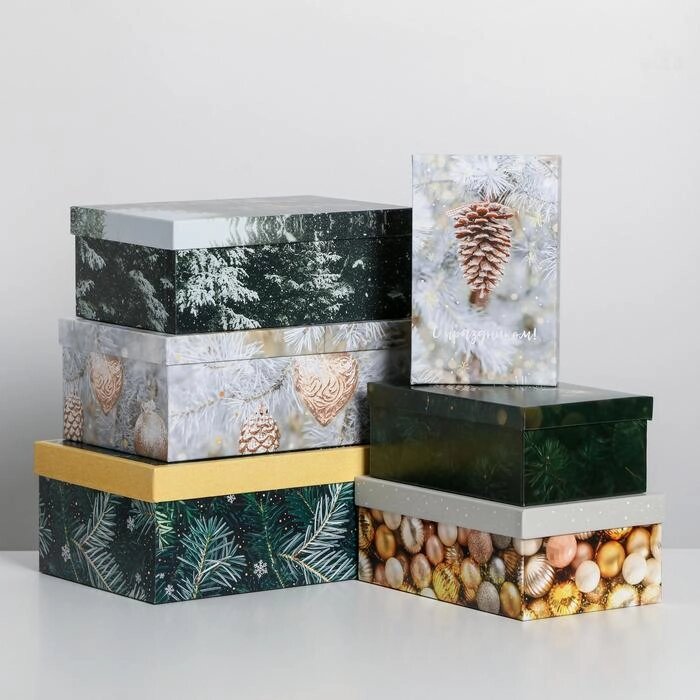 Набор подарочных коробок 6 в 1 «Снежной зимы», 32,5 х 20 х 12,5 - 20 х 12,5 х 7,5 см от компании Интернет - магазин Flap - фото 1