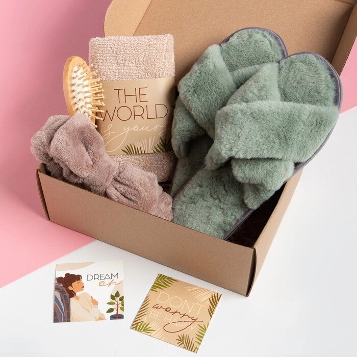 Набор подарочный Этель Be happy полотенце и акс (4 предм) от компании Интернет - магазин Flap - фото 1