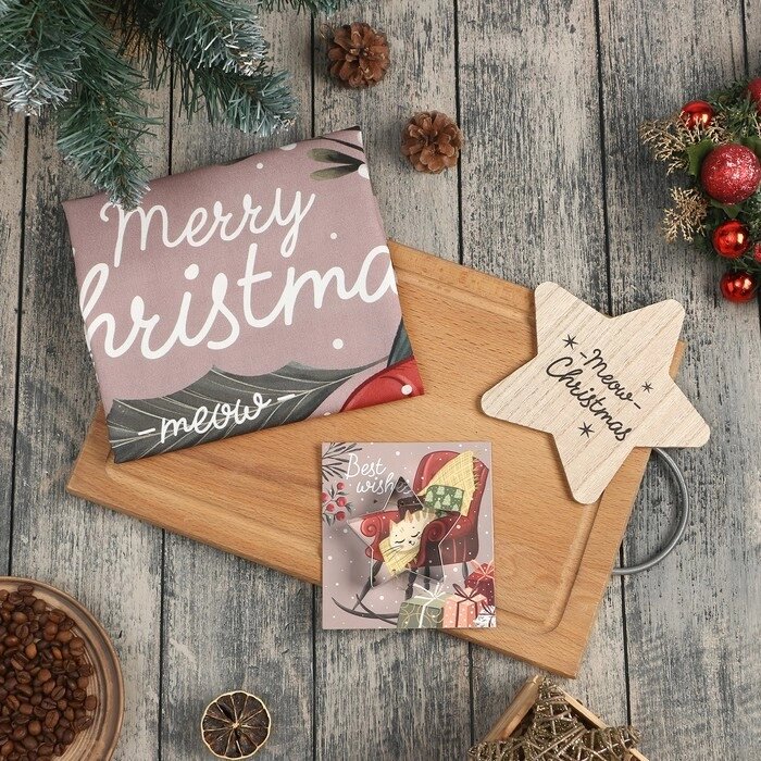 Набор подарочный Этель Merry Christmas: кух. полотенце, подставка под горячее, формочка от компании Интернет - магазин Flap - фото 1
