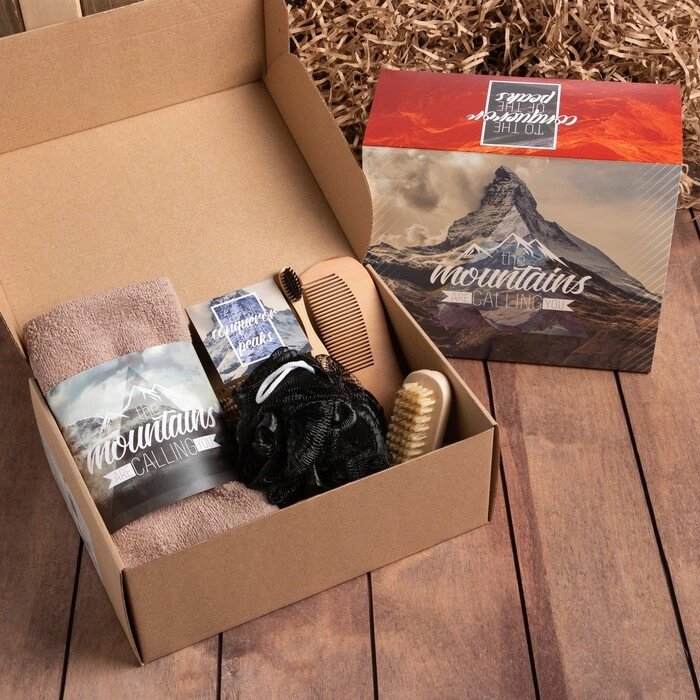 Набор подарочный Этель Mountains, полотенце 30х60 см и аксессуары от компании Интернет - магазин Flap - фото 1
