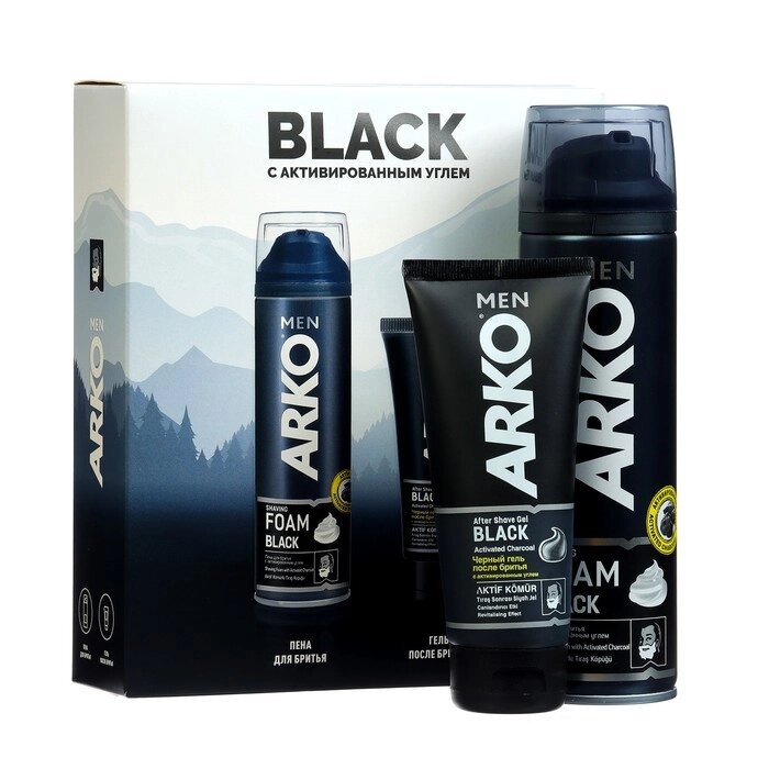Набор подарочный мужской ARKO: Пена для бритья Black, 200 мл + Гель после бритья Black,100мл от компании Интернет - магазин Flap - фото 1