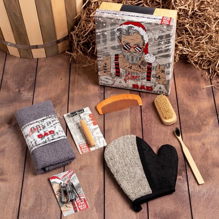 Набор подарочный «Новый год: Bad Santa» полотенце и аксессуары от компании Интернет - магазин Flap - фото 1