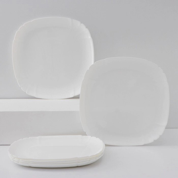 Набор подстановочных тарелок Luminarc Lotusia, d=25,5 см, стеклокерамика, 6 шт, цвет белый от компании Интернет - магазин Flap - фото 1