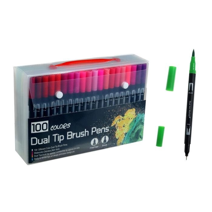 Набор профессиональных маркеров, 100 штук/100 цветов, двусторонние от компании Интернет - магазин Flap - фото 1