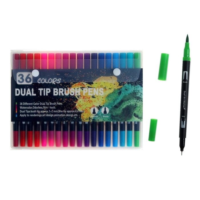 Набор профессиональных маркеров, 36 штук/36 цветов, двусторонний от компании Интернет - магазин Flap - фото 1
