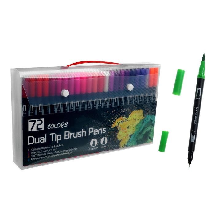 Набор профессиональных маркеров, 72 штуки/72 цвета, двусторонний от компании Интернет - магазин Flap - фото 1