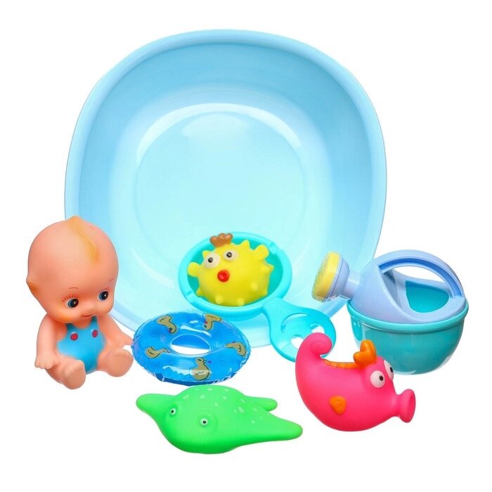 Набор резиновых игрушек для ванны «Игры малыша», с пищалкой, 8 шт, Крошка Я от компании Интернет - магазин Flap - фото 1