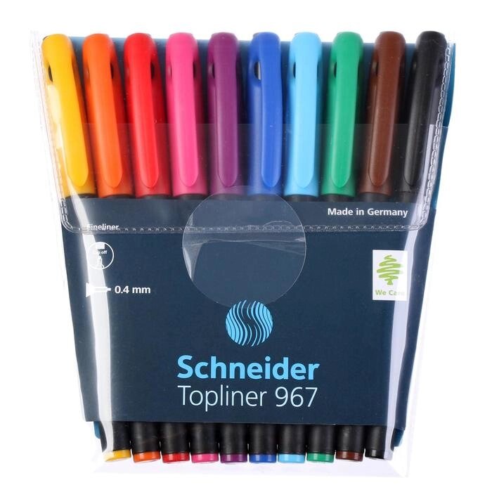 Набор ручек капиллярных, 10 цветов Schneider "Topliner 967", 0.4 мм, европодвес от компании Интернет - магазин Flap - фото 1