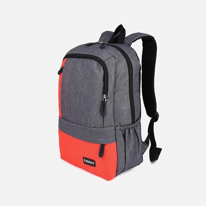 Набор рюкзак школьный из текстиля на молнии, 5 карманов, цвет серый/оранжевый от компании Интернет - магазин Flap - фото 1