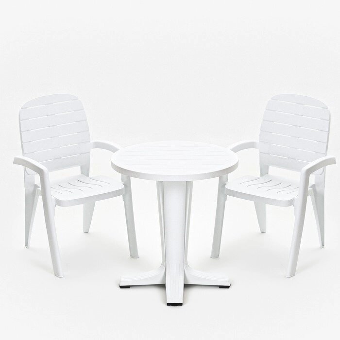 Набор садовой мебели "Прованс": стол круглый диаметр 65 см + 2 кресла, белый от компании Интернет - магазин Flap - фото 1