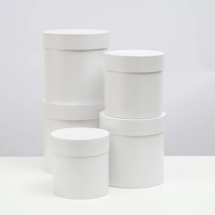 Набор шляпных коробок 5 в 1 "Белизна", 20  20  20 ‒ 13,5  13,5  13,5 см от компании Интернет - магазин Flap - фото 1