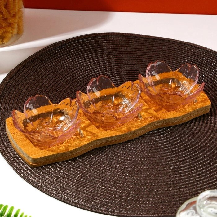 Набор соусников на подставке «Сакура», 3 шт от компании Интернет - магазин Flap - фото 1