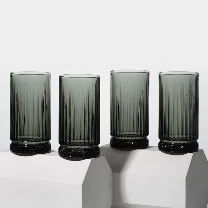 Набор стаканов 445 мл «Элизия», 4 шт, цвет серый от компании Интернет - магазин Flap - фото 1