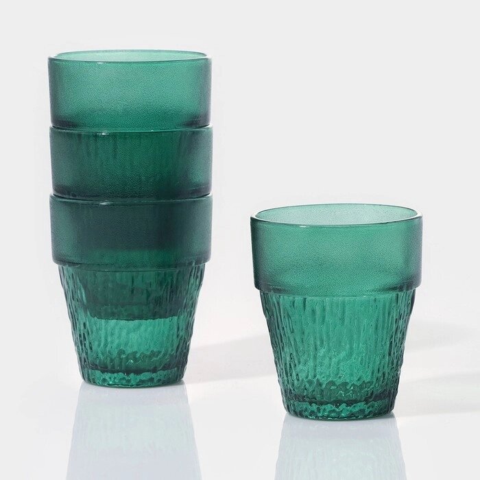 Набор стаканов стеклянных «Green Tree», 200 мл, 4 шт, цвет зелёный от компании Интернет - магазин Flap - фото 1