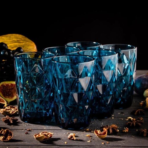 Набор стаканов стеклянных Magistro «Круиз», 350 мл, 812,5 см, 6 шт, цвет синий