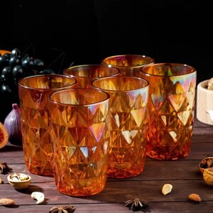 Набор стаканов стеклянных Magistro «Круиз», 350 мл, 812,5 см, 6 шт, цвет янтарный